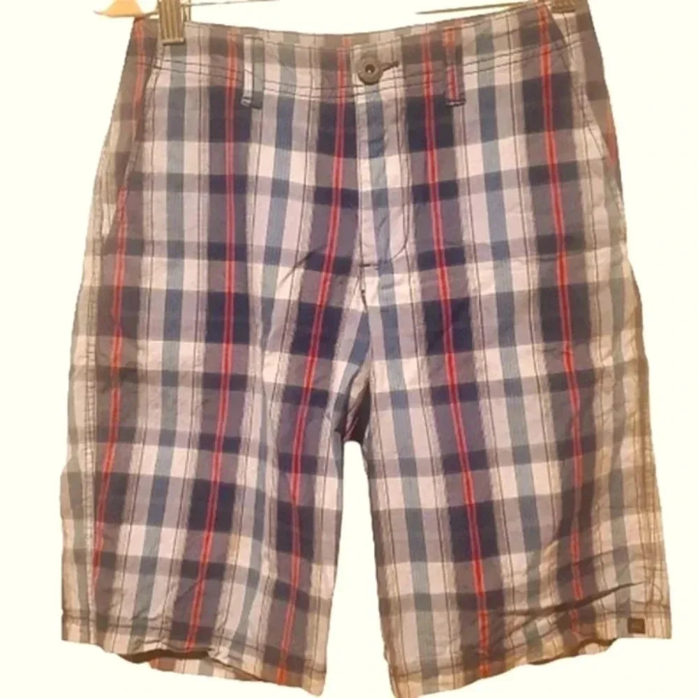 Quiksilver red and gray striped boardshorts shorts Size 26